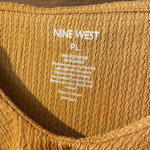 Nine West Deep Mustard Orange/Yellow Sleeveless Blouse - Picture 3 of 5